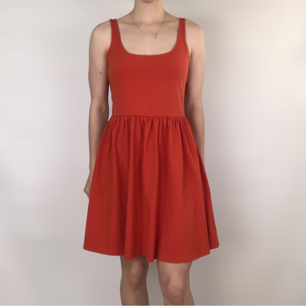 Susana Monaco Mini Swing Dress Open Back Orange Size L Stretch USA